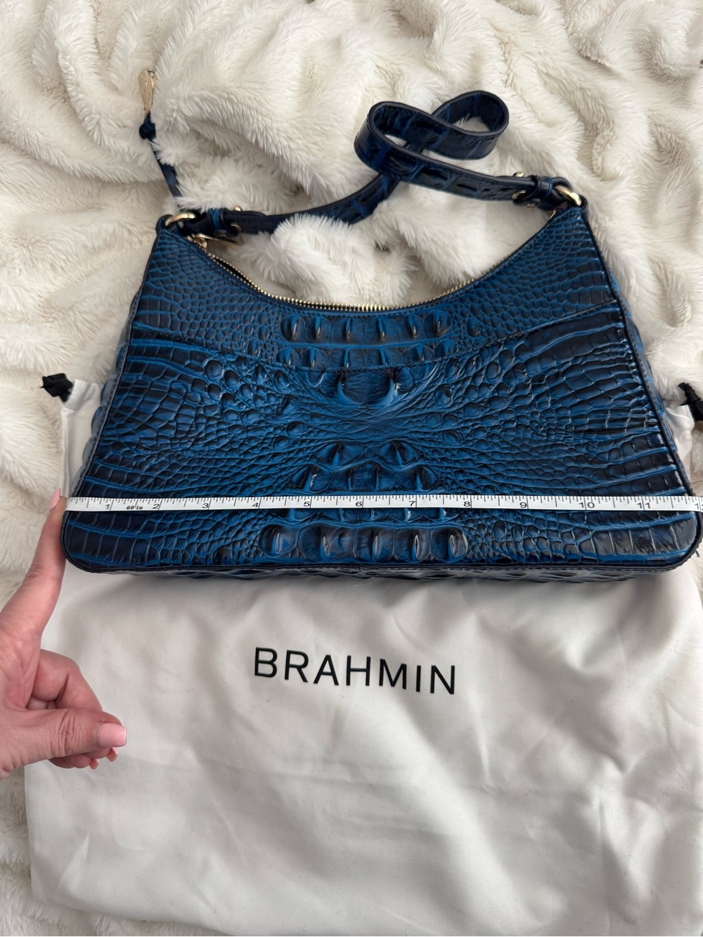 Brahmin Shiny bright blue Croc shoulder bag (Esme style I think) - Picture 6 of 8